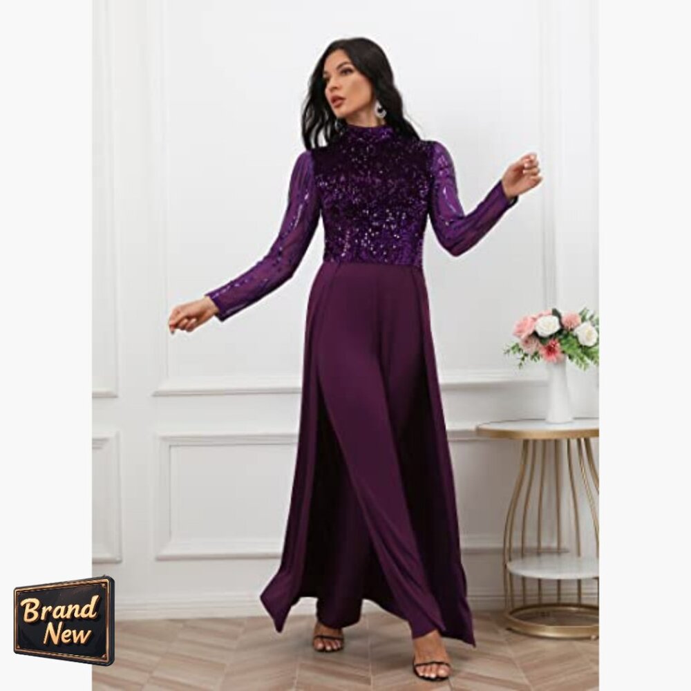 Sequined Patchwork Jumpsuit High Waist Romper Wom… - image 5